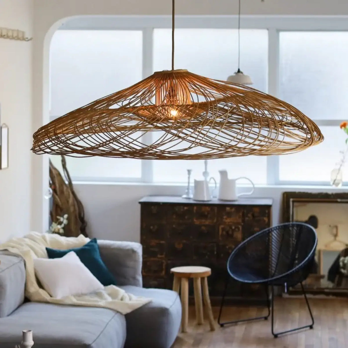 Suspension luminaire salle a manger bambou design