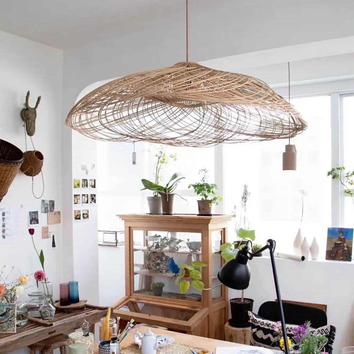 Suspension luminaire salle a manger bambou design