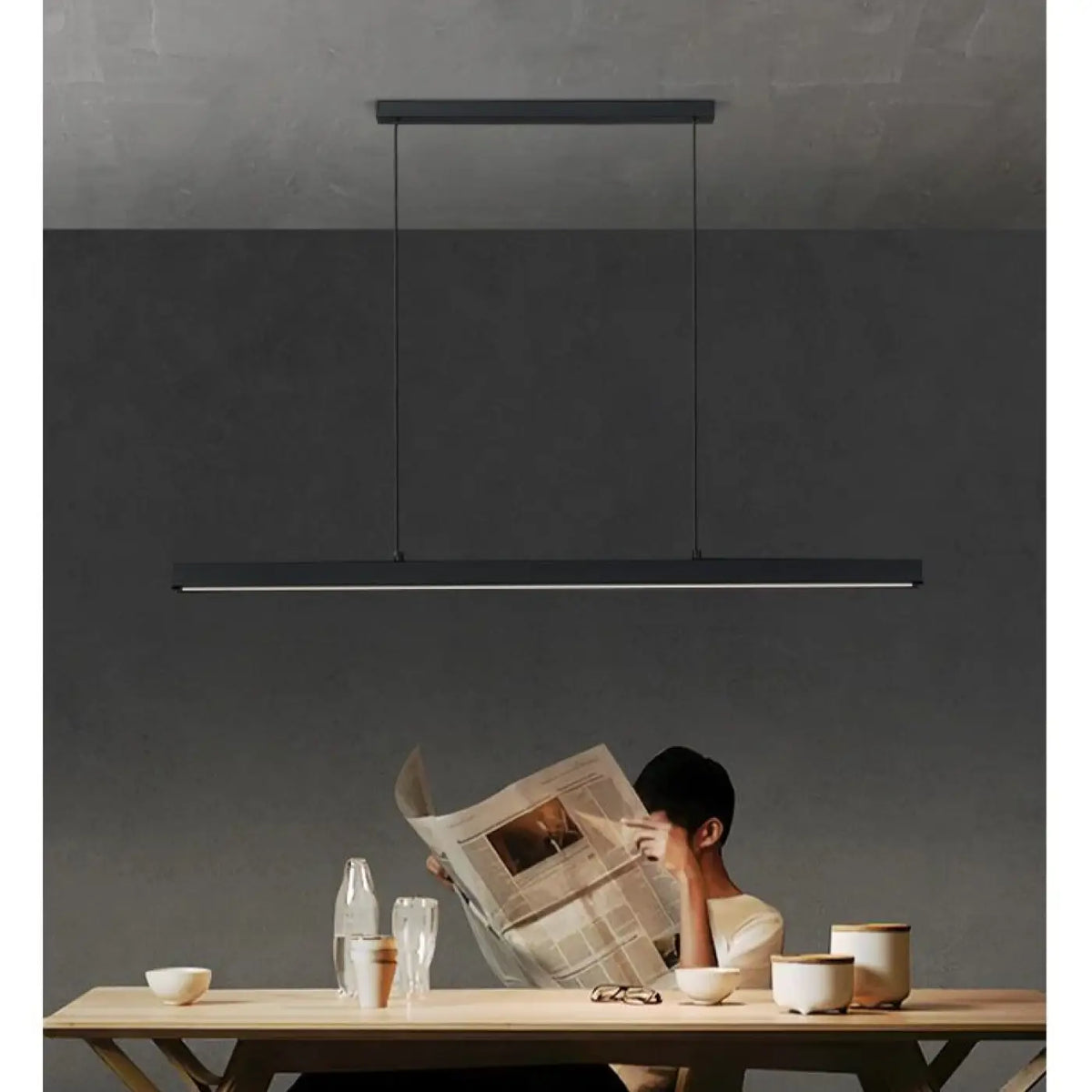 Suspension luminaire salle a manger cuisine lineaire noir