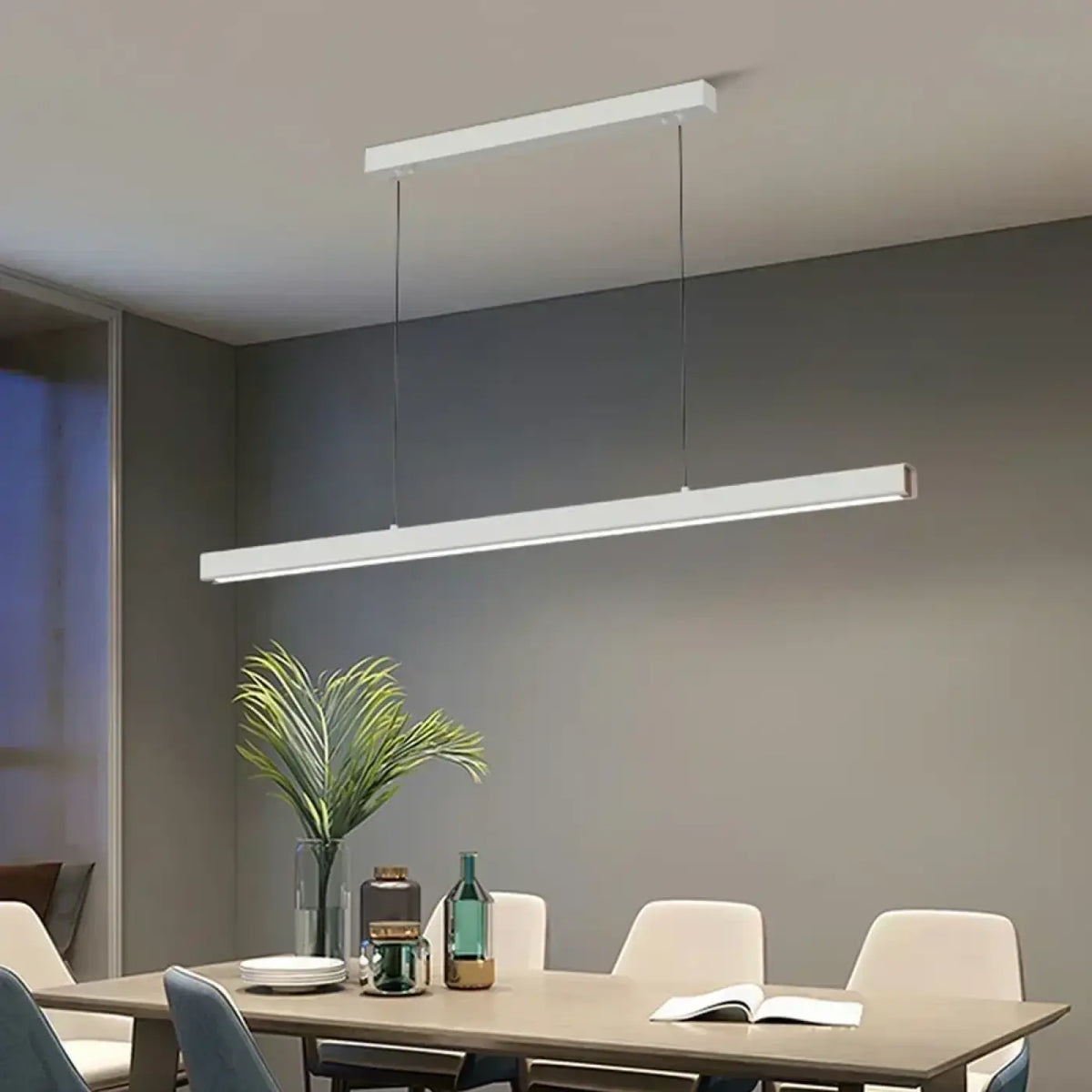 Suspension luminaire salle a manger lineaire noire