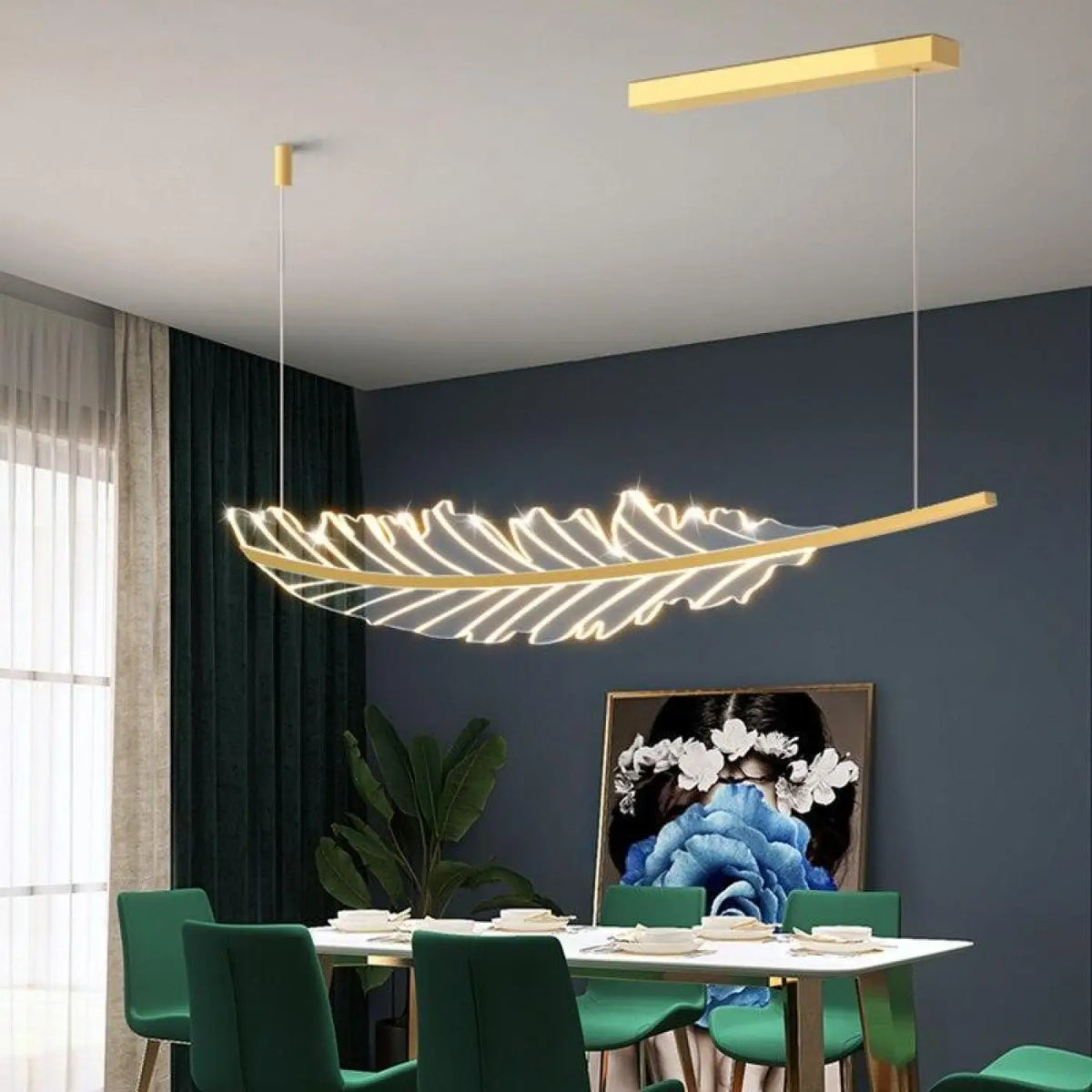 Suspension luminaire salle a manger plume design