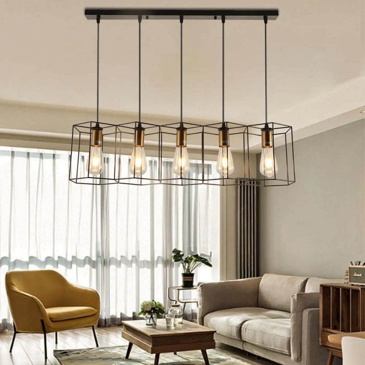 Suspension luminaire salon cuisine chambre metal noir