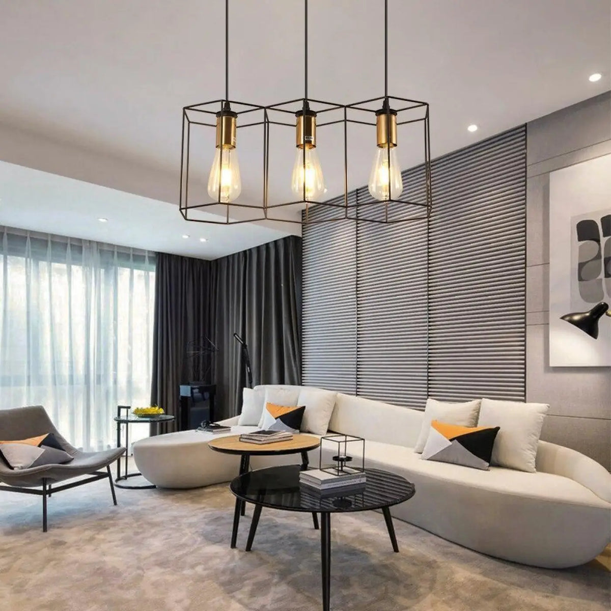 Suspension luminaire salon cuisine chambre metal noir