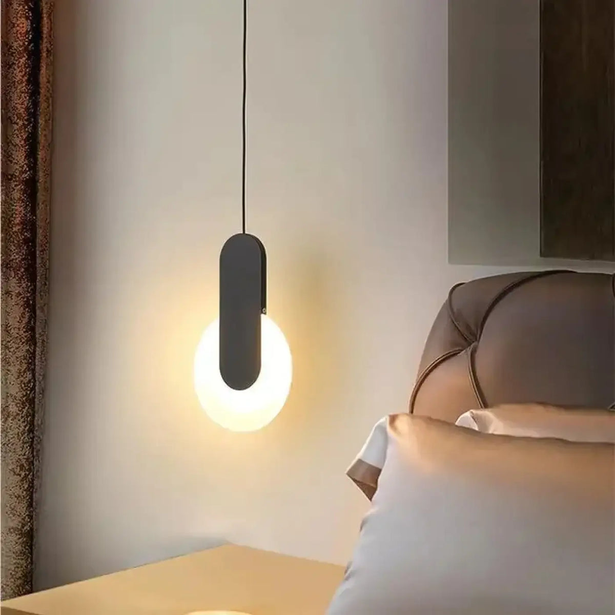 Suspension luminaire salon salle a manger cercle noir design
