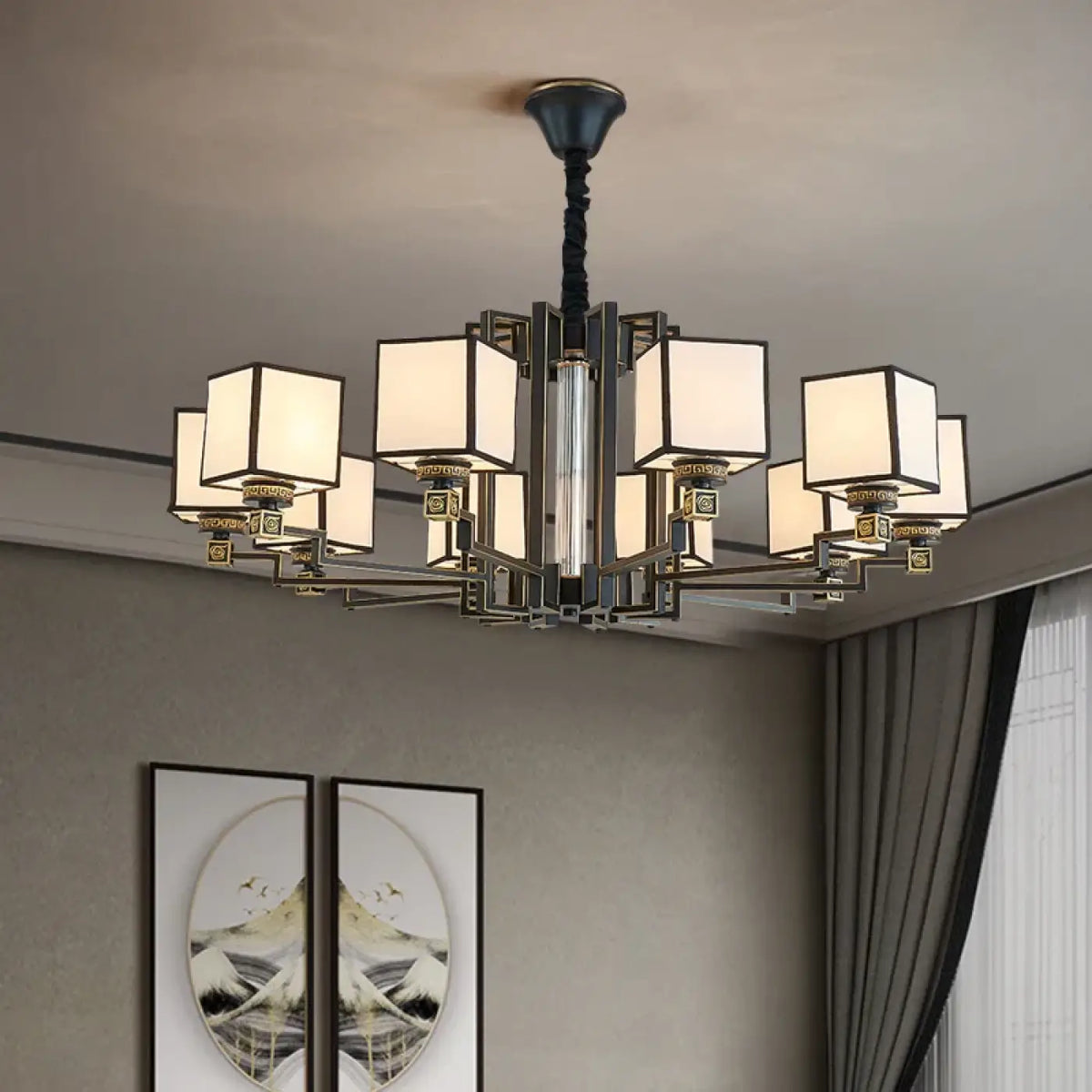 Suspension luminaire salon salle a manger cubes design