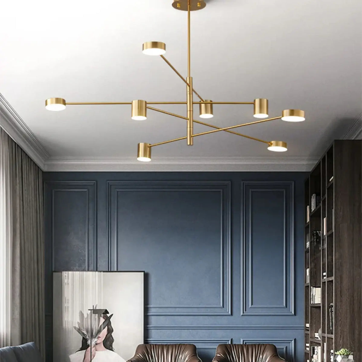 Suspension luminaire salon salle a manger design noir dore