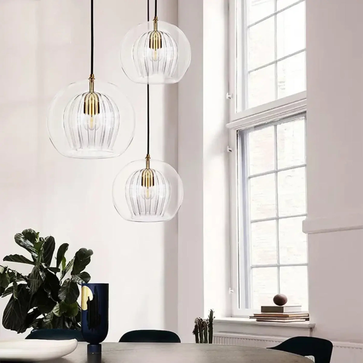 Suspension luminaire salon salle a manger globe verre
