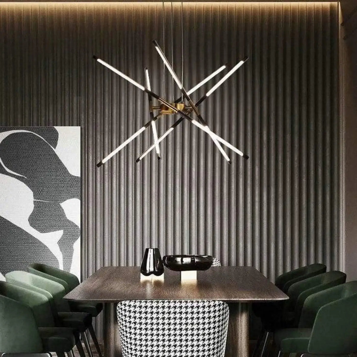 Suspension luminaire salon salle a manger metal dore design