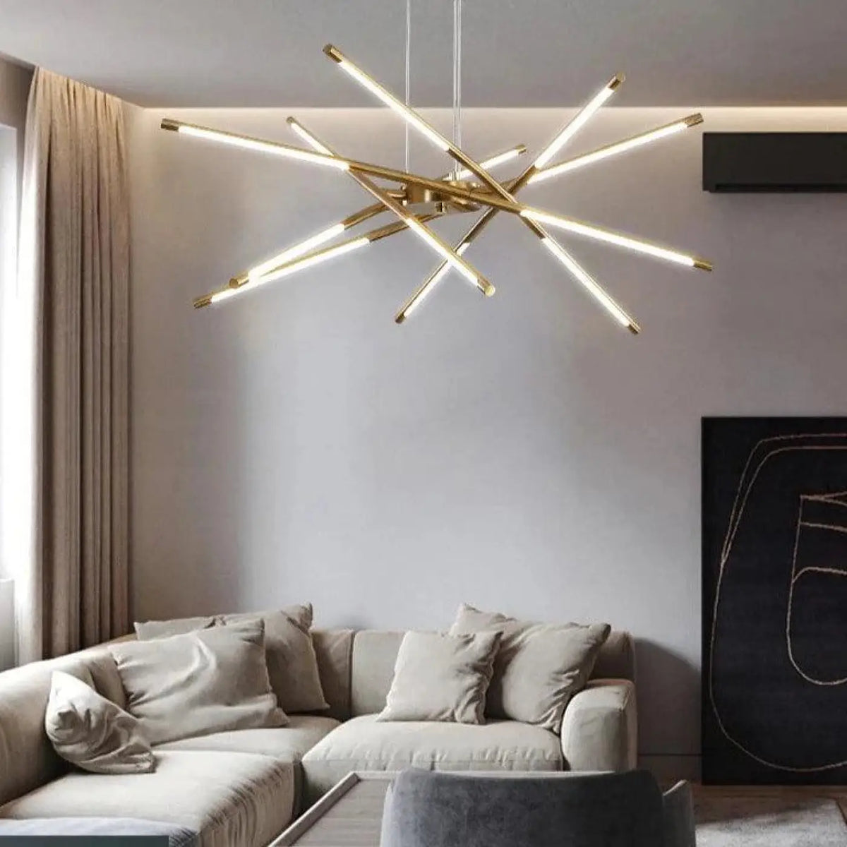 Suspension luminaire salon salle a manger metal dore design