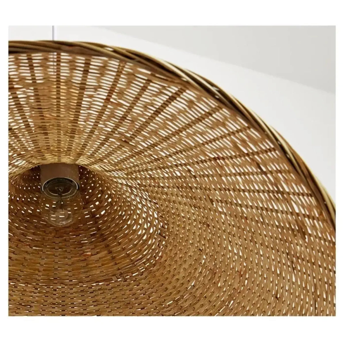 Suspension luminaire salon salle a manger rotin bois