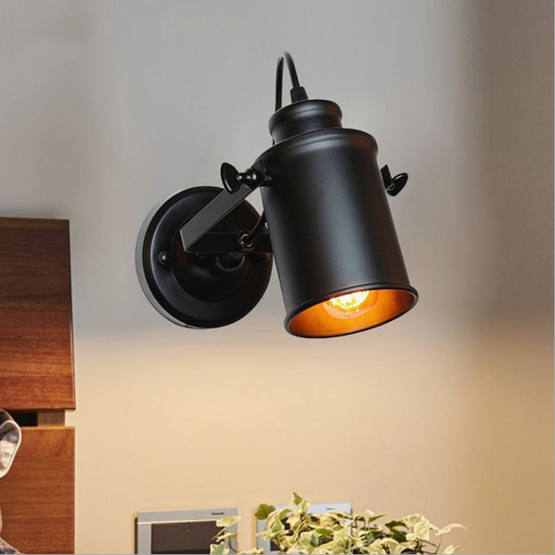 Applique murale intérieur industrielle led cylindre noir suspendu enfant 
