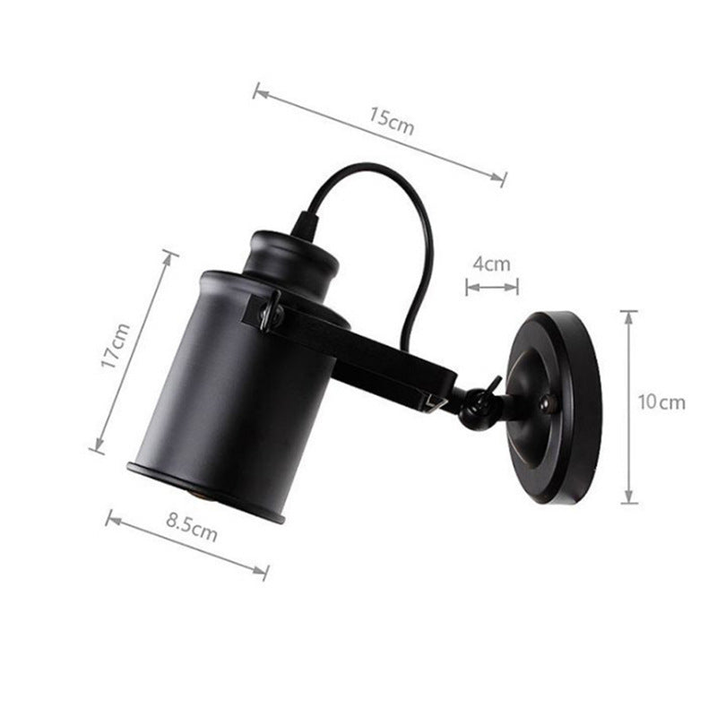 Applique murale intérieur industrielle led cylindre noir suspendu enfant 