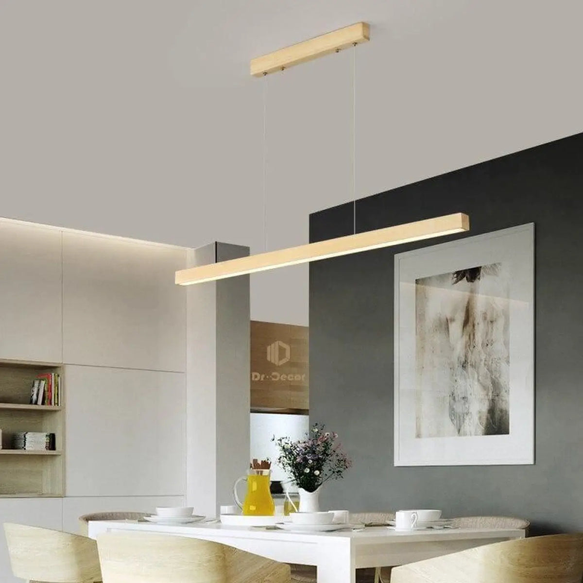Suspension luminaire bois design cuisine salle a manger
