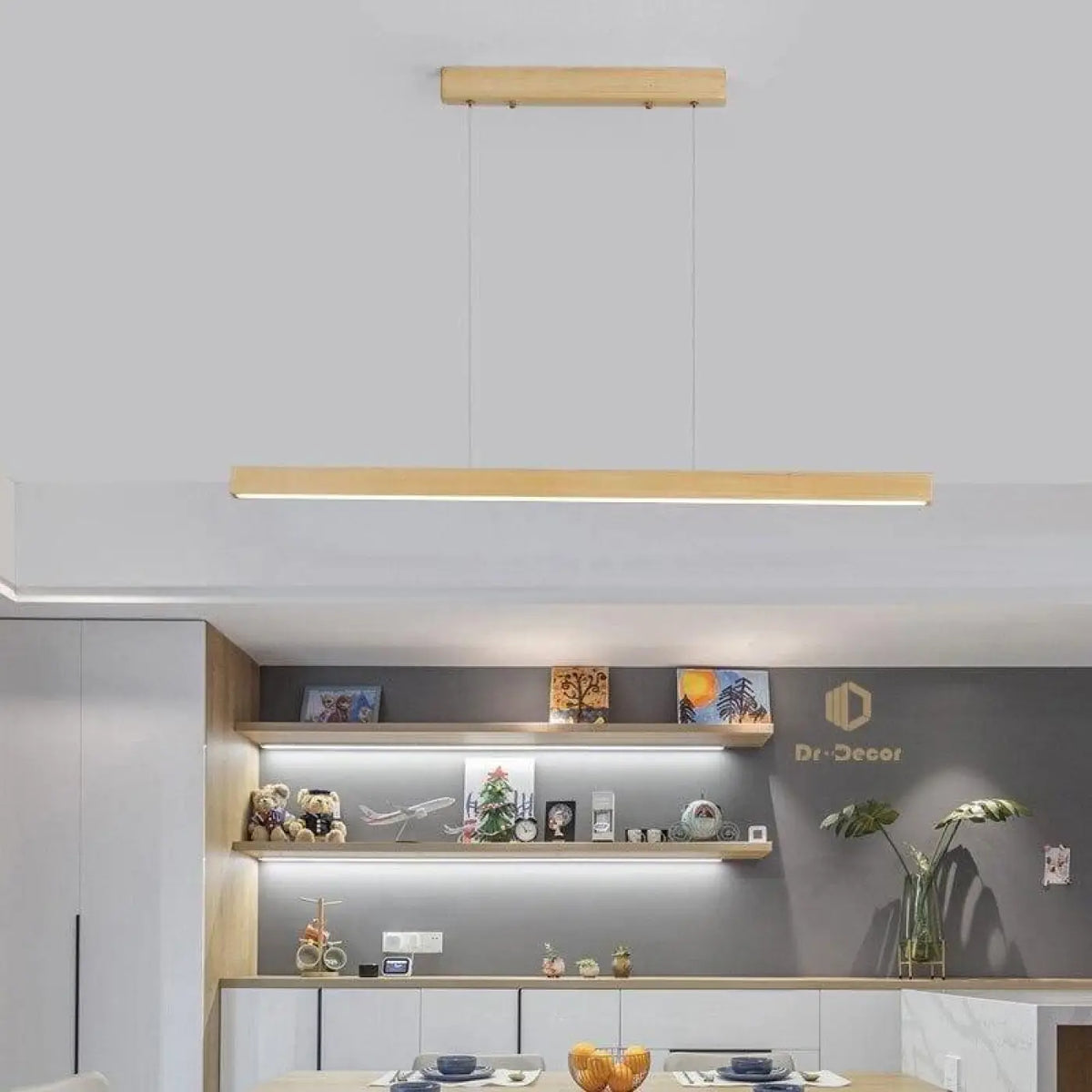 Suspension luminaire bois design cuisine salle a manger