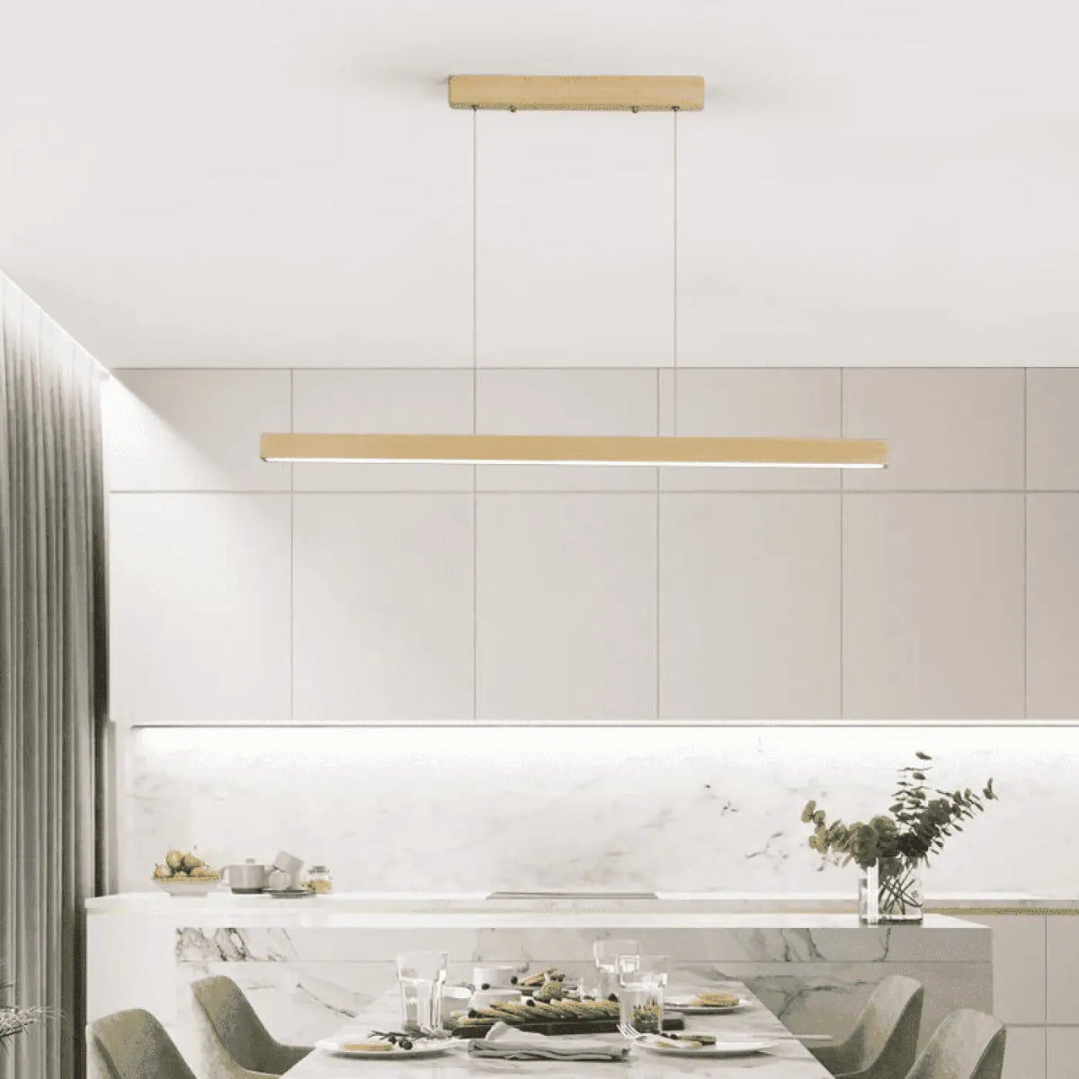 Suspension luminaire bois design cuisine salle a manger