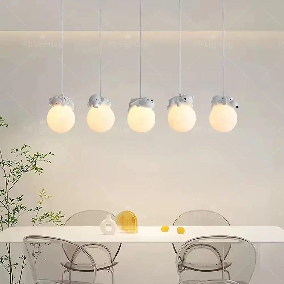 Suspension luminaire chambre design figurines animaux