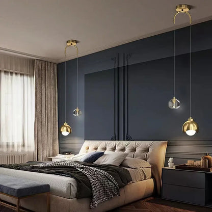 Suspension luminaire chambre design noir dore