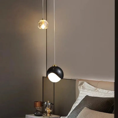 Suspension luminaire chambre design noir dore