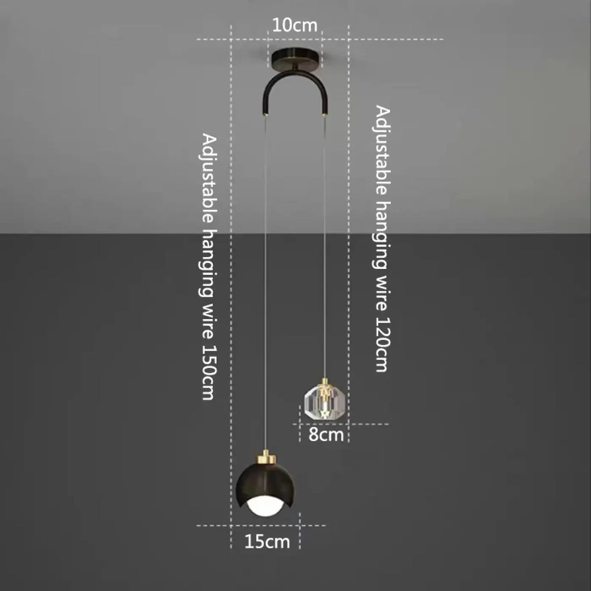 Suspension luminaire chambre design noir dore