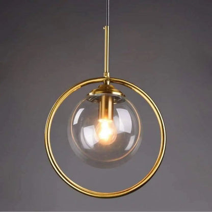 Suspension luminaire chambre salle a manger verre dore