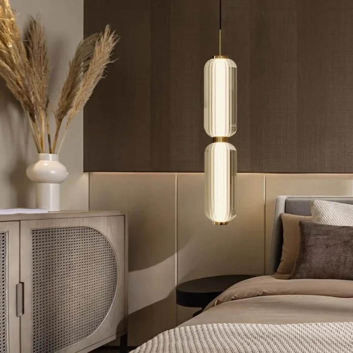 Suspension luminaire chambre salon cylindrique verre design