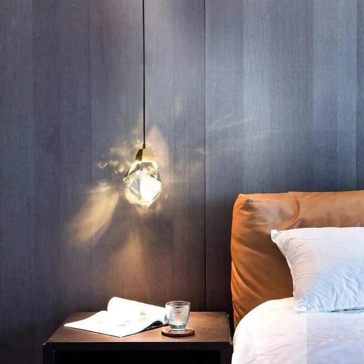 Suspension luminaire cuisine chambre cristal dore design