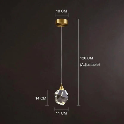 Suspension luminaire cuisine chambre cristal dore design