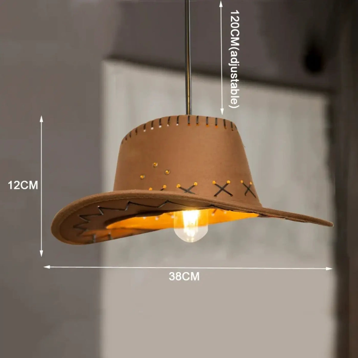 Suspension luminaire cuisine chapeau western design