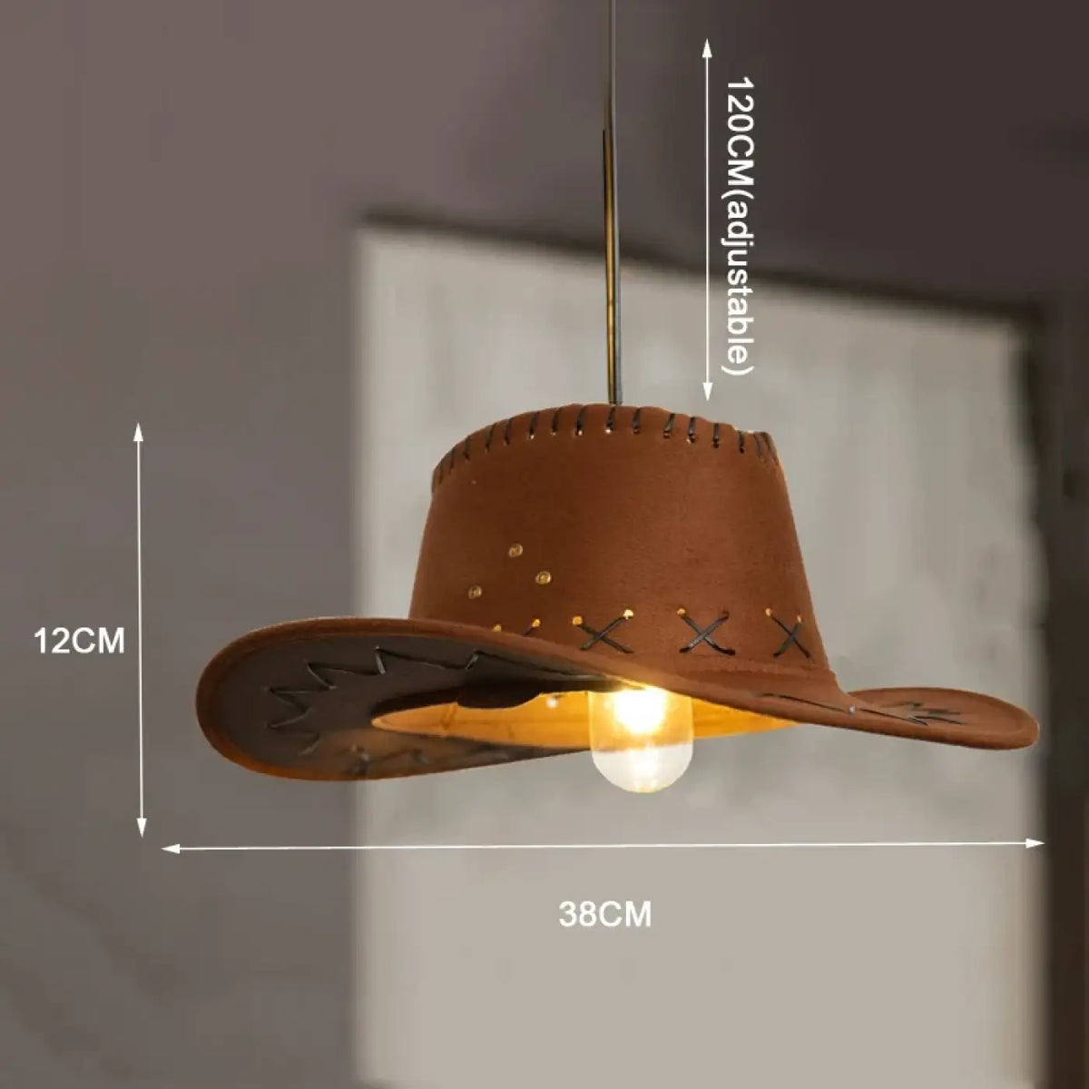 Suspension luminaire cuisine chapeau western design