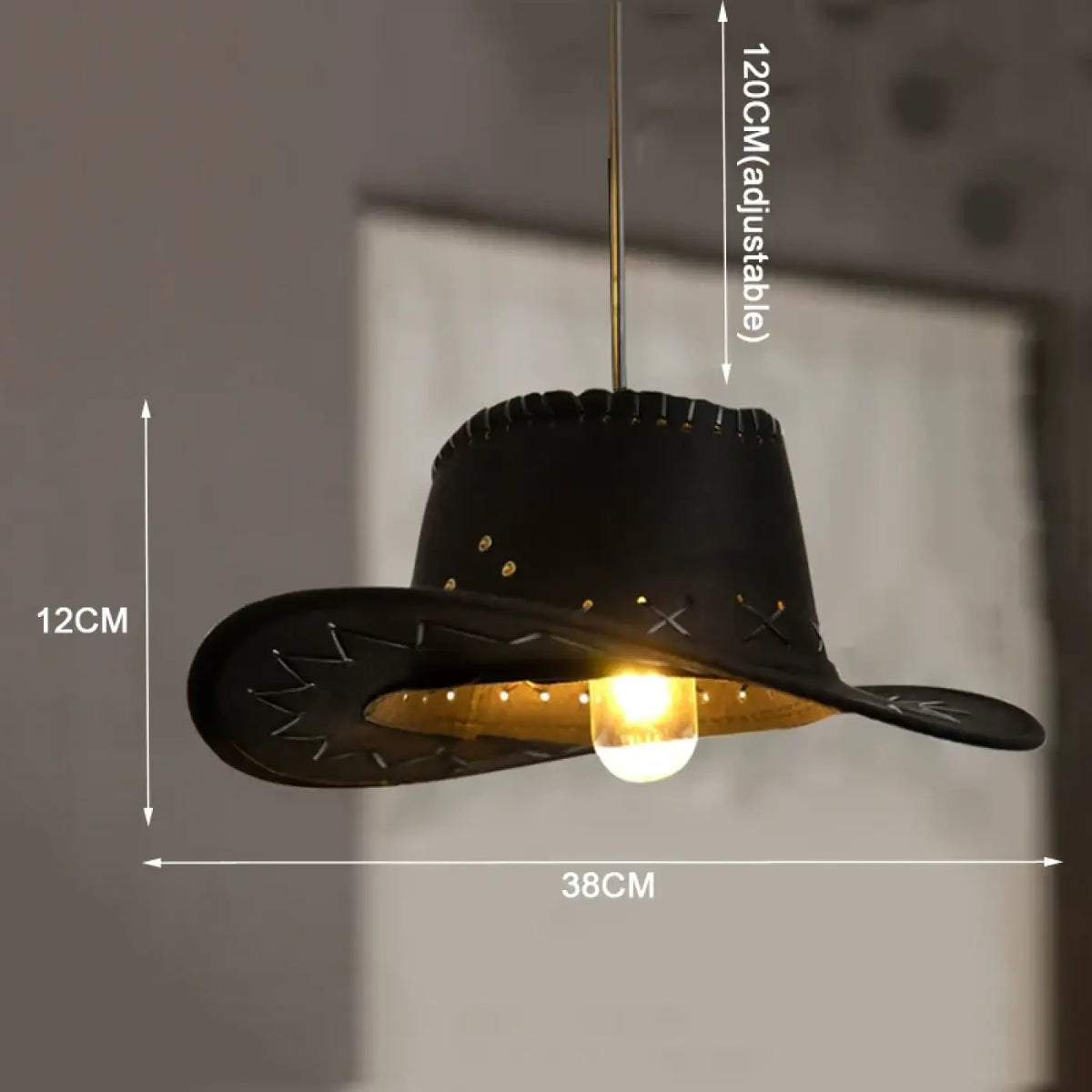 Suspension luminaire cuisine chapeau western design