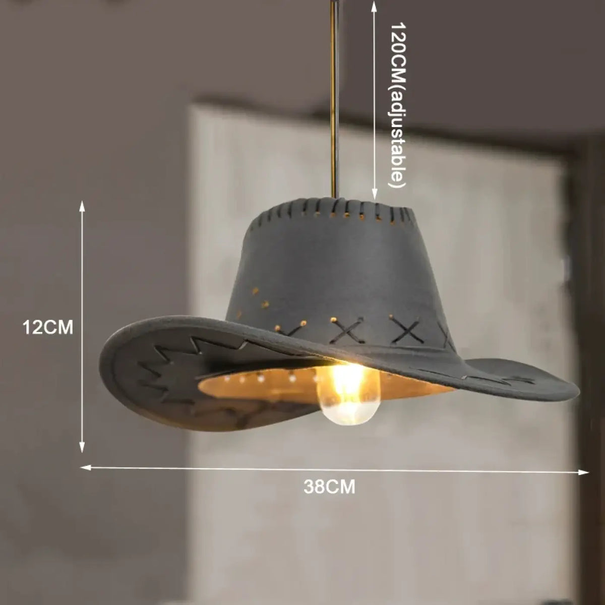 Suspension luminaire cuisine chapeau western design