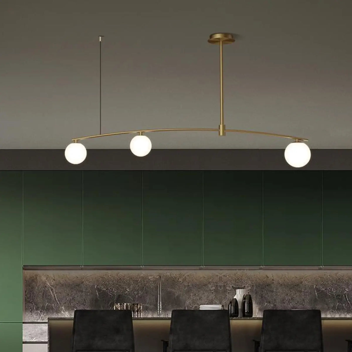 Suspension luminaire cuisine design boule verre