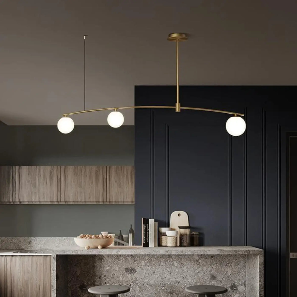Suspension luminaire cuisine design boule verre