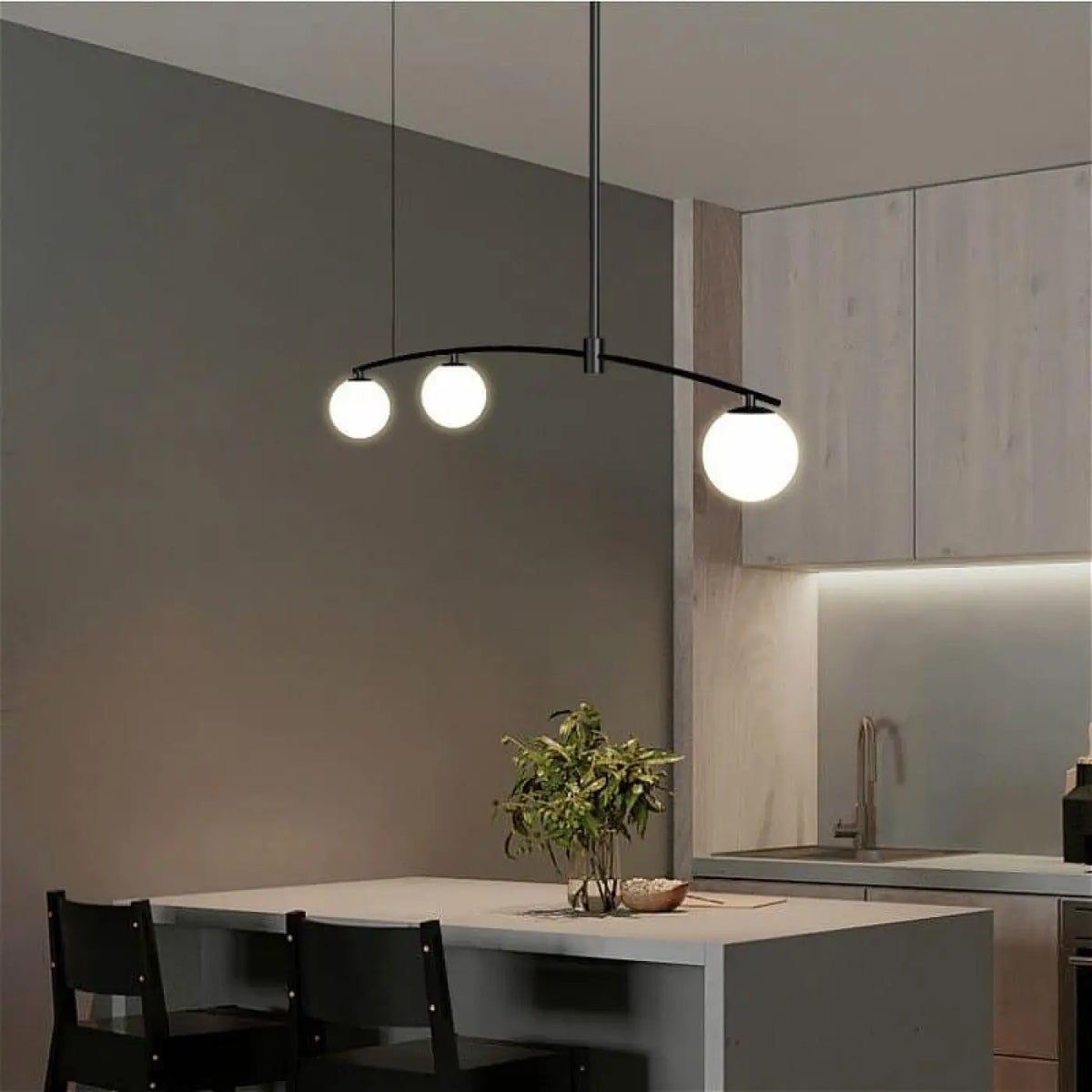 Suspension luminaire cuisine design boule verre