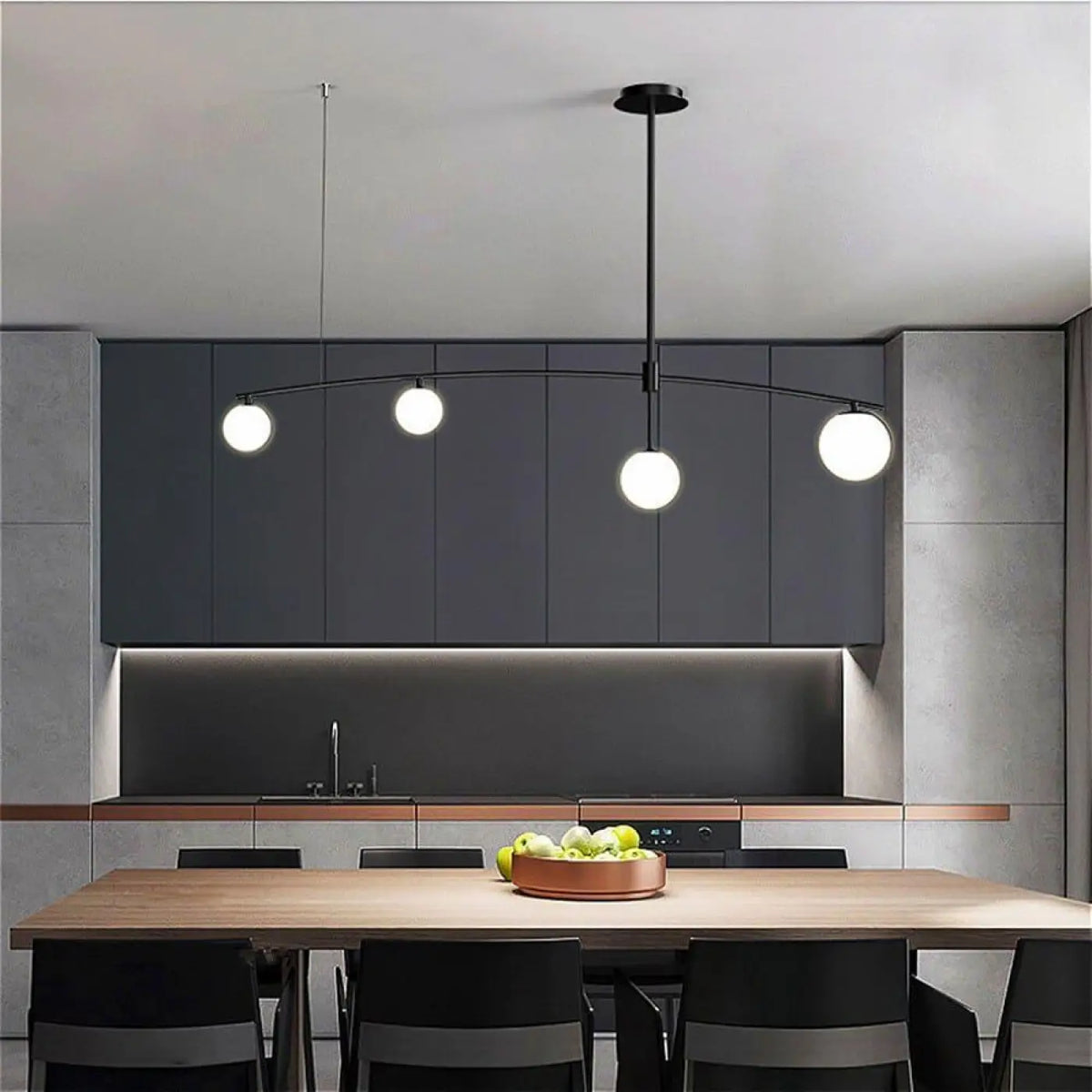 Suspension luminaire cuisine design boule verre