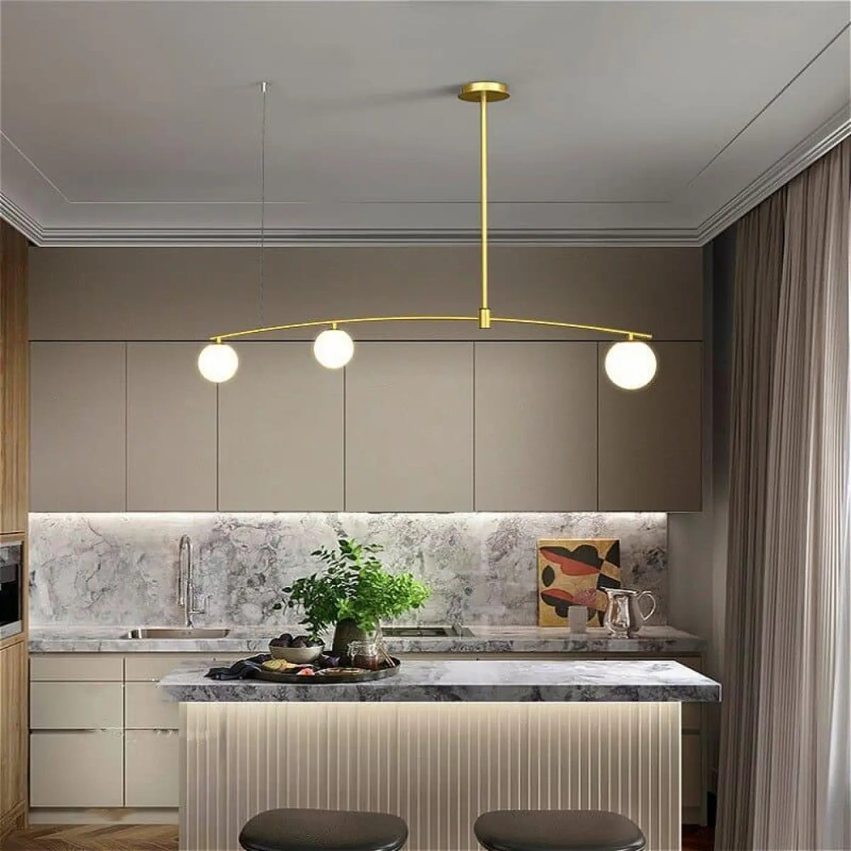 Suspension luminaire cuisine design boule verre
