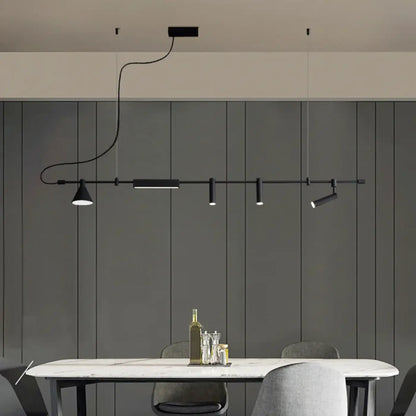 Suspension luminaire cuisine rail noir design