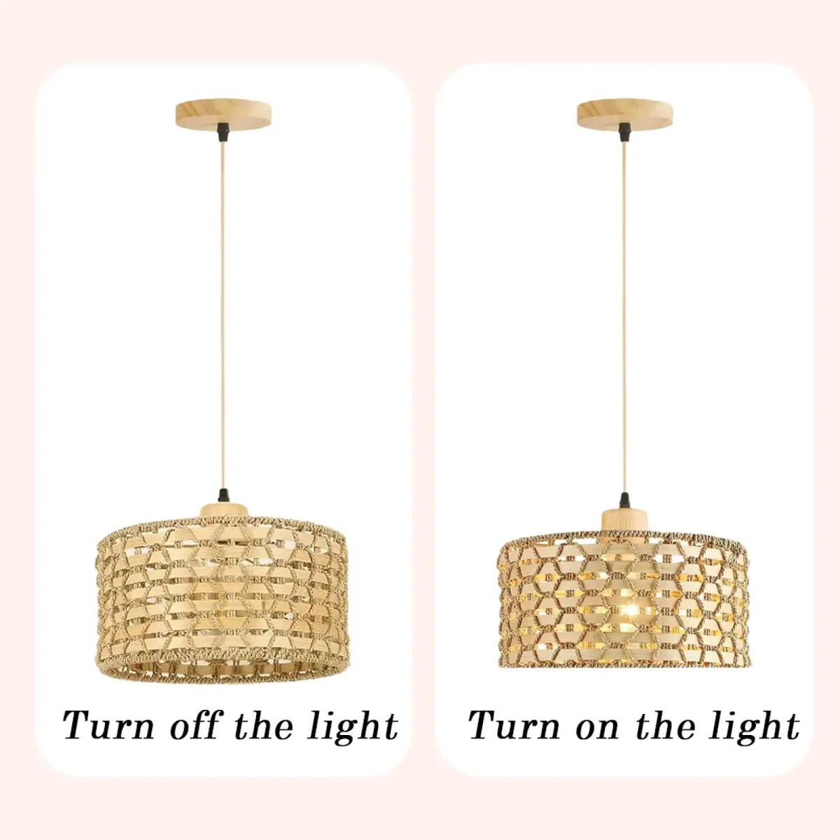 Suspension luminaire cuisine salle a manger rotin boheme