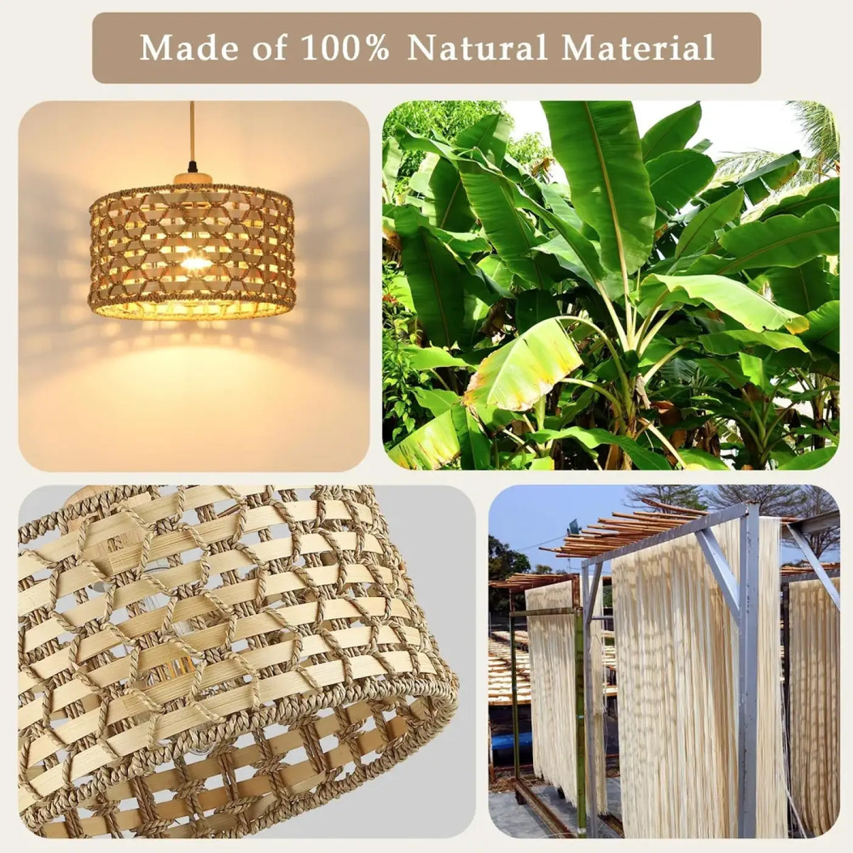 Suspension luminaire cuisine salle a manger rotin boheme