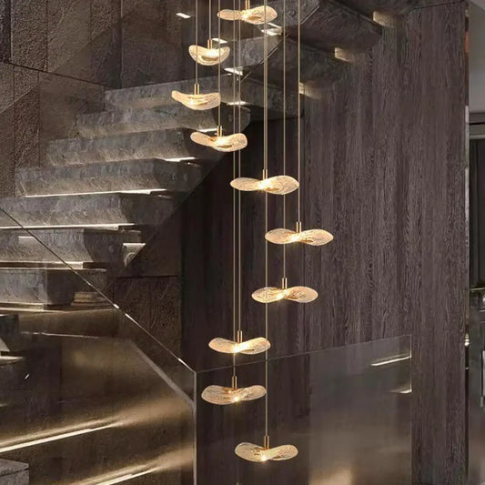 Suspension luminaire escaliers disques modernes design