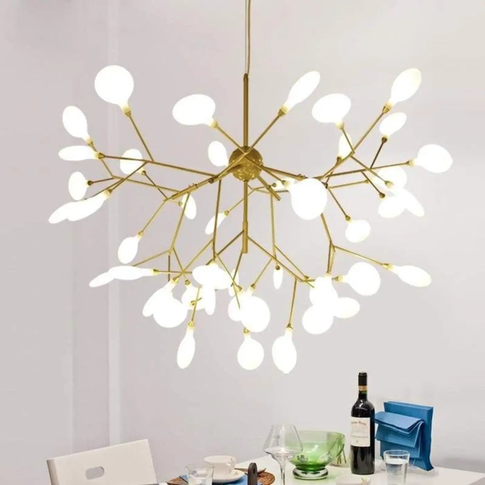 Suspension luminaire metal dore design salon salle a manger