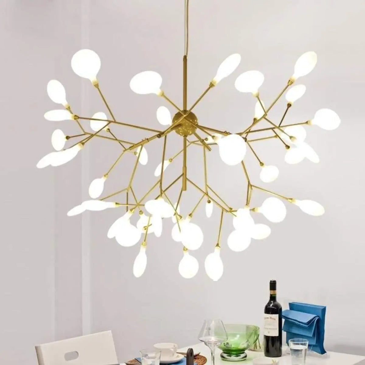 Suspension luminaire metal dore design salon salle a manger