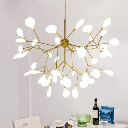 Suspension luminaire metal dore design salon salle a manger