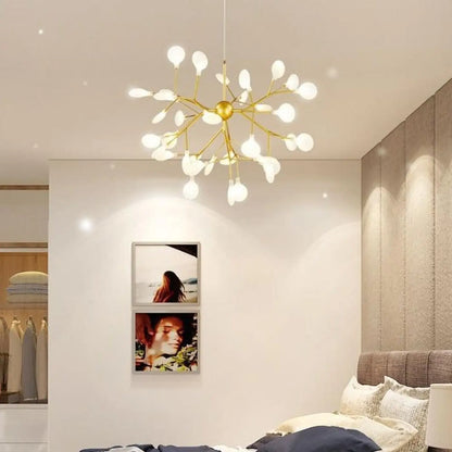 Suspension luminaire metal dore design salon salle a manger