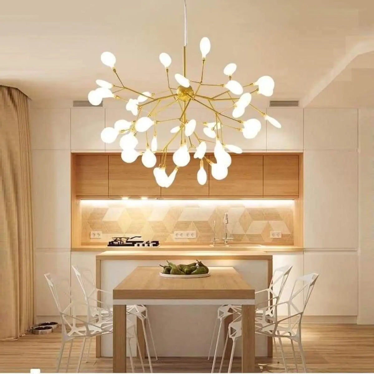 Suspension luminaire metal dore design salon salle a manger