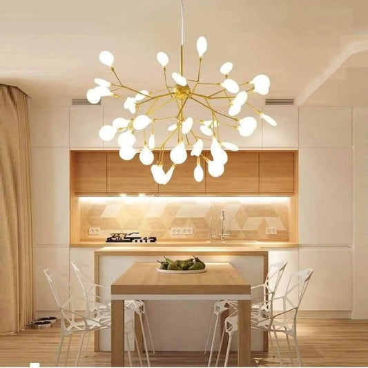 Suspension luminaire metal dore design salon salle a manger