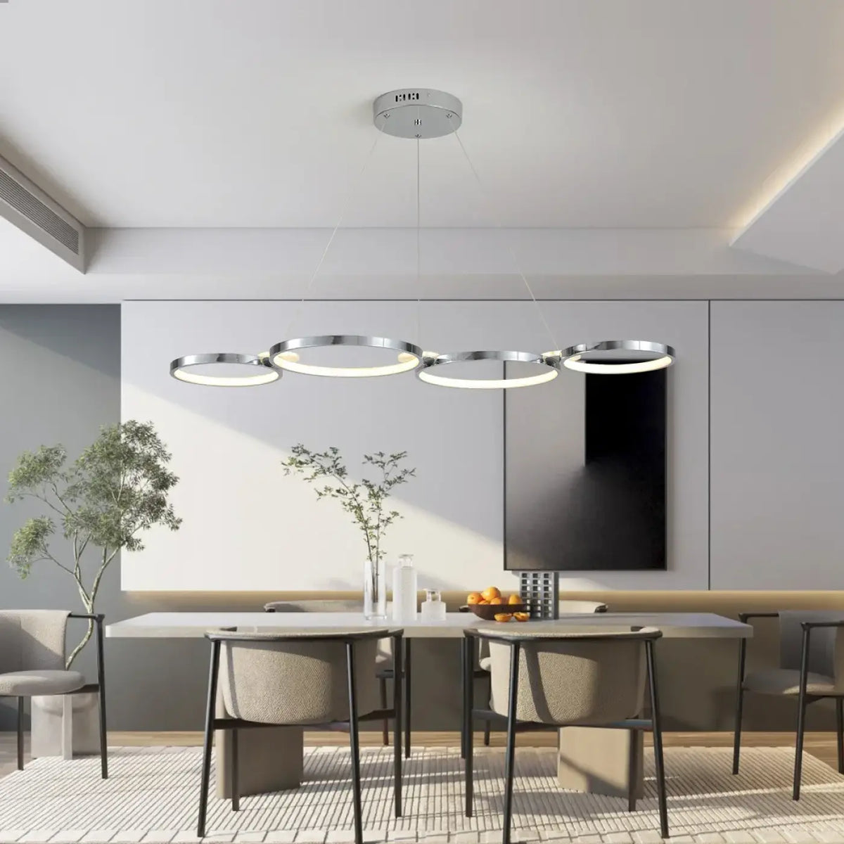 Suspension luminaire salle a manger anneaux design