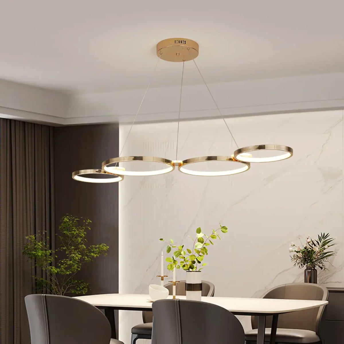 Suspension luminaire salle a manger anneaux design