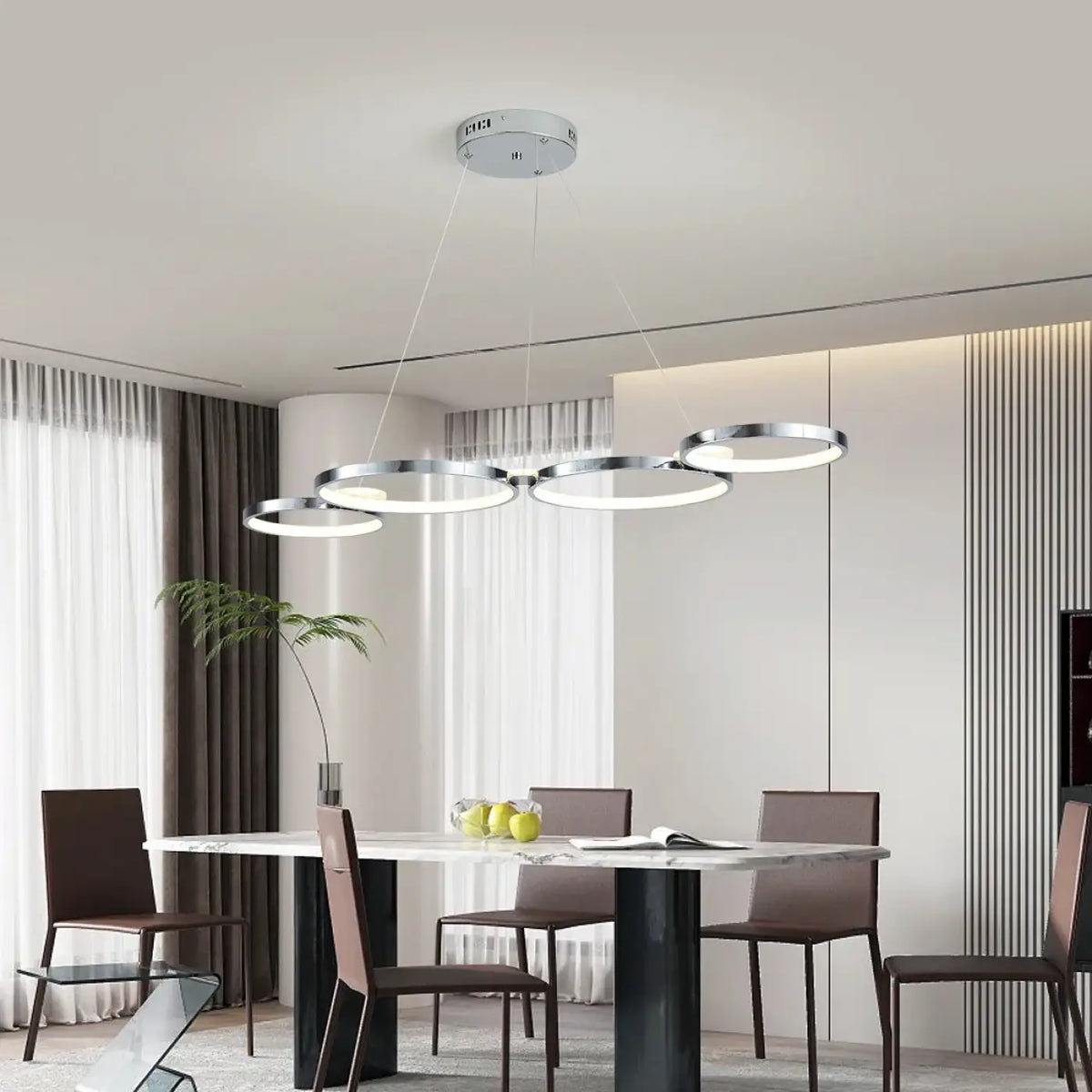 Suspension luminaire salle a manger anneaux design