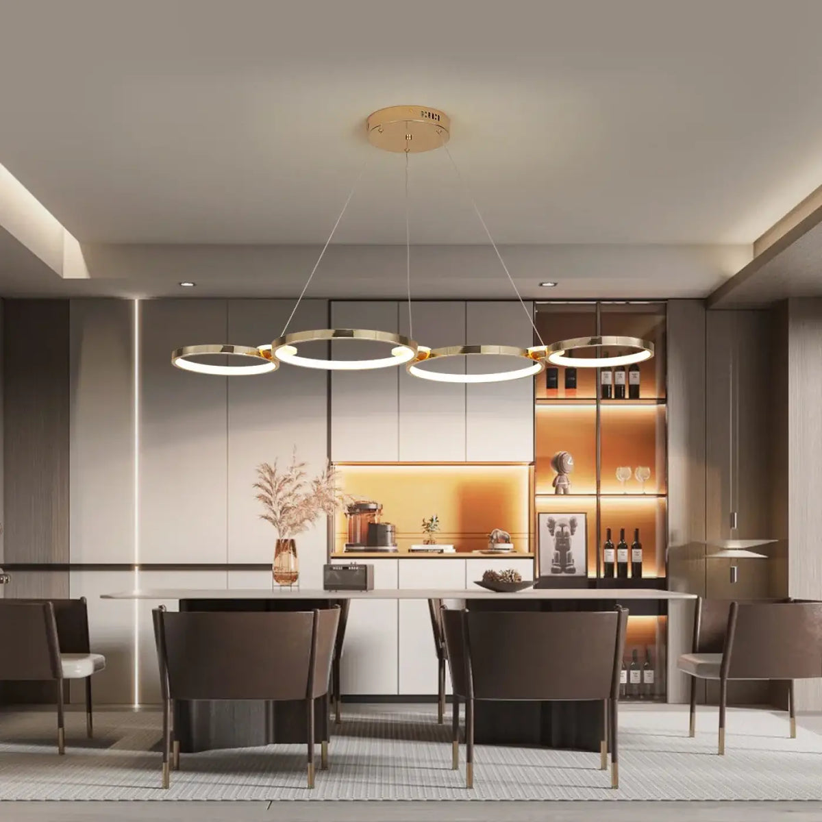 Suspension luminaire salle a manger anneaux design